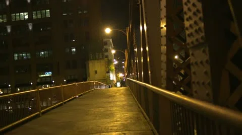 Urban Night Bridge Stock Footage