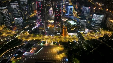 Urban nightscape of Suzhou CBD Stock Footage 312581168