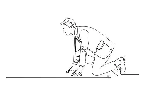 Urban office worker get ready to sprint run on running track 스톡 일러스트