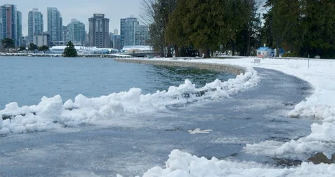 Urban Park Path after Snow Storm Stock-Footage 129784469