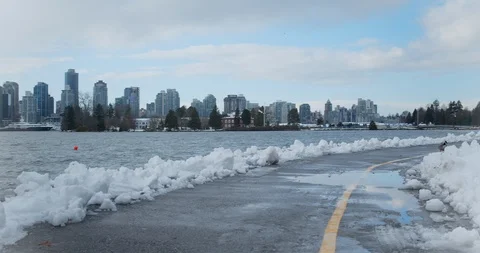 Urban Park Path after Snow Storm Video stock 129786235