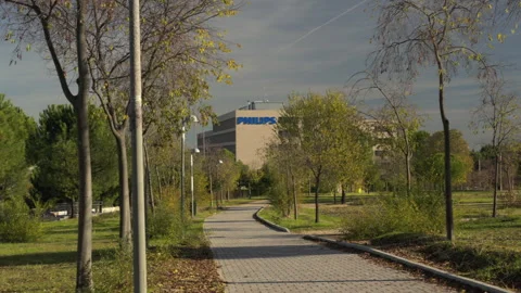 Urban Park Path with Trees in Madrid Stock-Footage 322181212