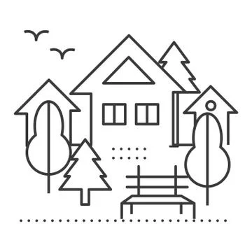 Urban park vector line icon, sign, illustration on background, editable strokes Ilustración de archivo