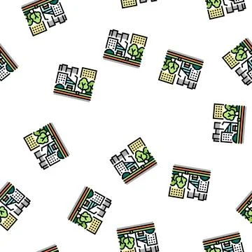 Urban park vector seamless pattern Stock Illustration