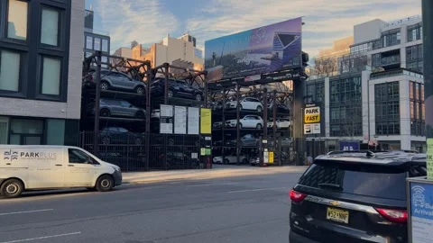 Urban Parking Structure Featuring MultiLevel Car Storage Solutions for Vehicles 스톡 동영상 291509489