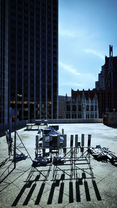 Urban Patio Dining Area With Shadow Patterns Stock Footage 293242570