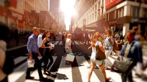 Urban people crossing street in the city. NYC background Stock Footage