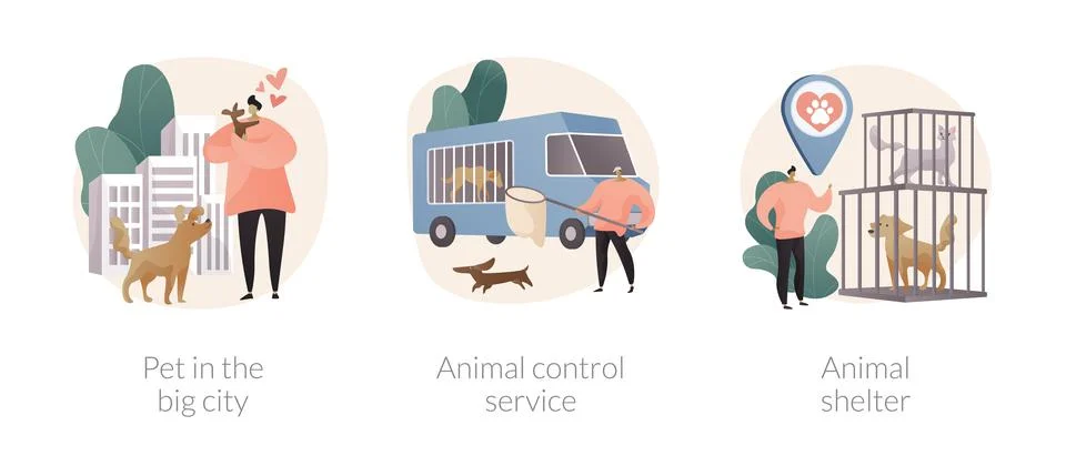 Urban pets abstract concept vector illustrations. Stock Illustration