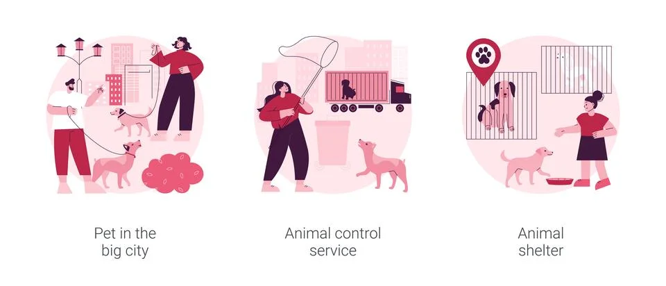 Urban pets abstract concept vector illustrations. Stock Illustration