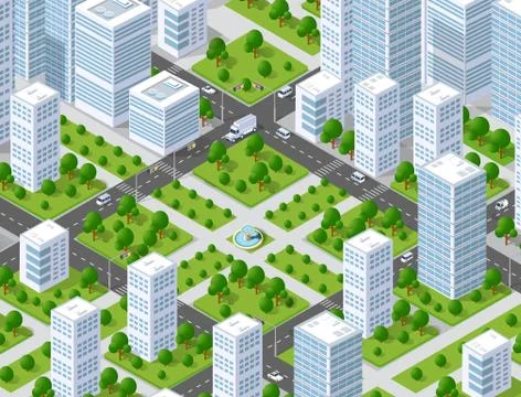 Urban plan pattern map. Isometric landscape structure of city Ilustración de archivo