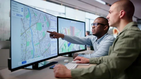 Urban Planner And Engineer Discuss Land Zoning Stock Footage 336369360