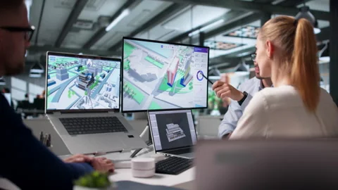 Urban Planner Team Collaborates Using Spatial Software Stock Footage 338168719