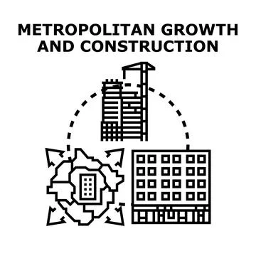 Urban planning and construction development expanding city Stock Illustration