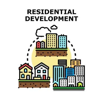Urban planning constructing diverse residential buildings concept Ilustración de archivo