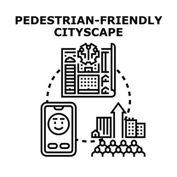 Urban planning creating pedestrian friendly cityscape for citizens Stock Illustration