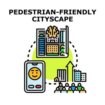 Urban planning creating pedestrian friendly cityscape for citizens Stock Illustration
