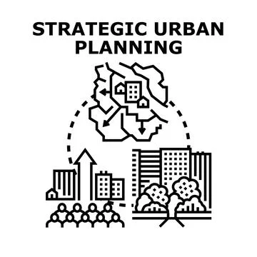 Urban planning process for city development and growth Stock Illustration
