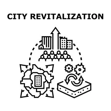 Urban planning process community involvement, sustainable development, and ec Stock Illustration