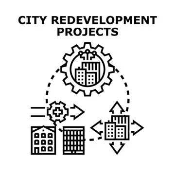 Urban planning process redeveloping city infrastructure projects イラスト素材