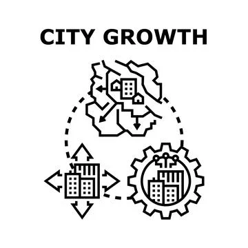 Urban planning process shaping city growth development Illustrazione stock