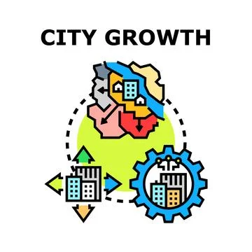 Urban planning process shaping city growth development Stock Illustration