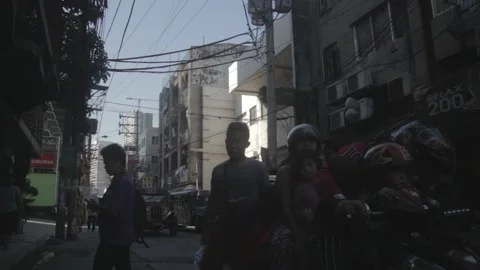 Urban poor community in Sta. Mesa, Manila Stock Footage 230090343