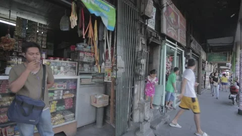 Urban poor community in Sta. Mesa, Manila Stock Footage 230090487