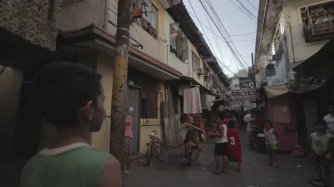 Urban poor community in Sta. Mesa, Manila Stock Footage 230090518
