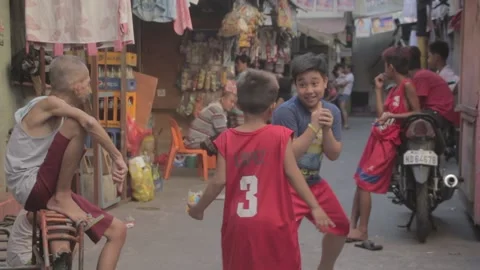 Urban poor community in Sta. Mesa, Manila Stock Footage 230090545