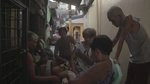 Urban poor community in Sta. Mesa, Manila Stock Footage 230090574