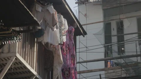 Urban poor community in Sta. Mesa, Manila Stock Footage 230090616