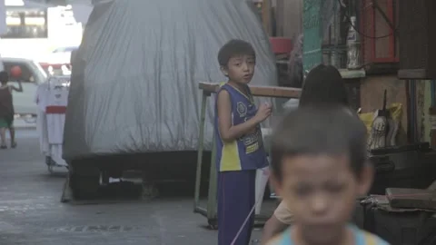Urban poor community in Sta. Mesa, Manila Stock Footage 230090696