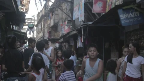 Urban poor community in Sta. Mesa, Manila Stock Footage 230090765