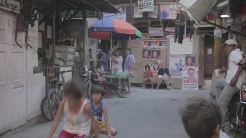 Urban poor community in Sta. Mesa, Manila Stock Footage 230090823