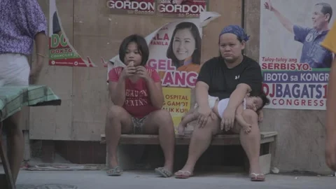 Urban poor community in Sta. Mesa, Manila Stock Footage 230090849