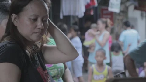 Urban poor community in Sta. Mesa, Manila Stock Footage 230090904