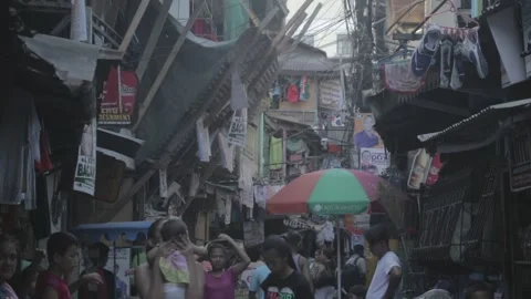 Urban poor community in Sta. Mesa, Manila Stock Footage 230090927