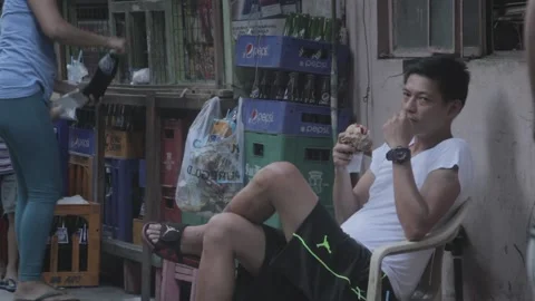 Urban poor community in Sta. Mesa, Manila Stock Footage 230091006