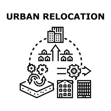 Urban population relocating, moving to developing cities concept Stock Illustration
