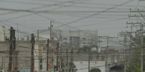 Urban Power Lines Stock Footage 13152357