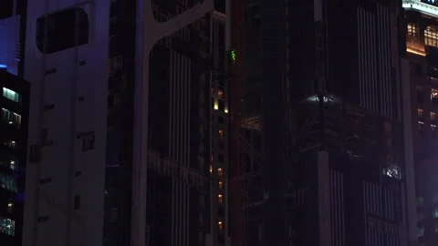 Urban Real Estate Development at Night in Doha Stock Footage 334123407