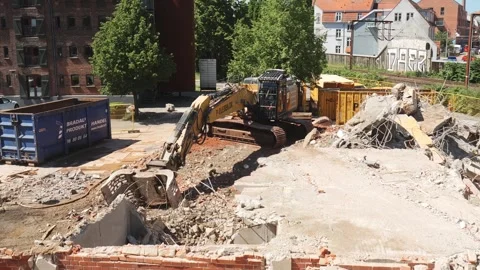 Urban Redevelopment Construction Site in Kolding City Center Stock Footage 336102045
