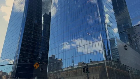 Urban Reflection Where Modern Architecture Harmoniously Meets Historical Facade Stock Footage 291640423