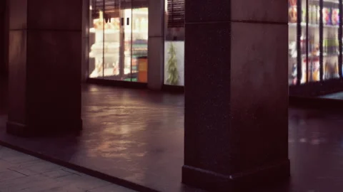 Urban Reflections Dance on Polished Floors in a Modern Building Video stock 344528219