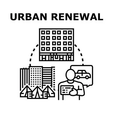 Urban renewal planning development concept evaluating new city infrastructure Ilustración de archivo