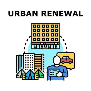 Urban renewal planning development concept evaluating new city infrastructure Ilustración de archivo