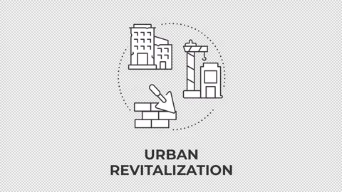 Urban revitalization animated line concept icon Stock Footage 346715822