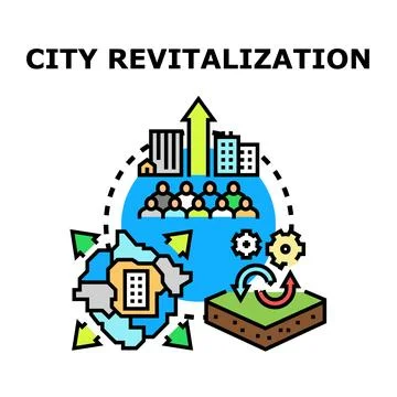 Urban revitalization planning, community development, and economic growth c.. Stock Illustration
