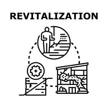 Urban revitalization process planning building restoration Stock Illustration