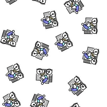 Urban riding bicycle vector seamless pattern Stock Illustration